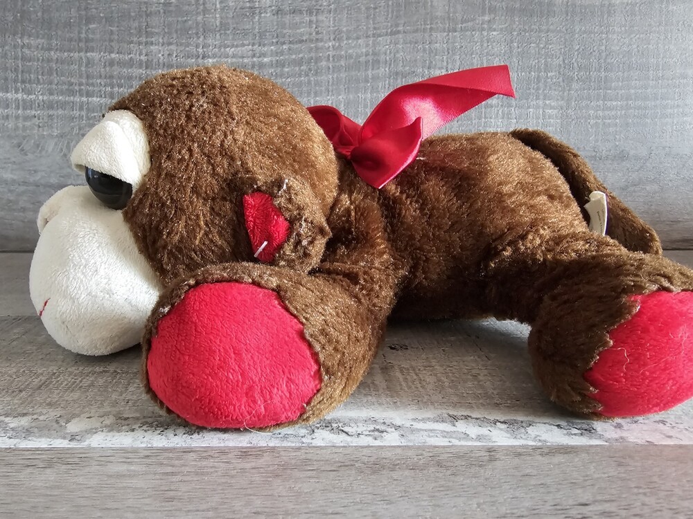 Best Made Toys Brown Monkey Plush Red Ribbon 13” Laying Smiling Big Eyes Walmart